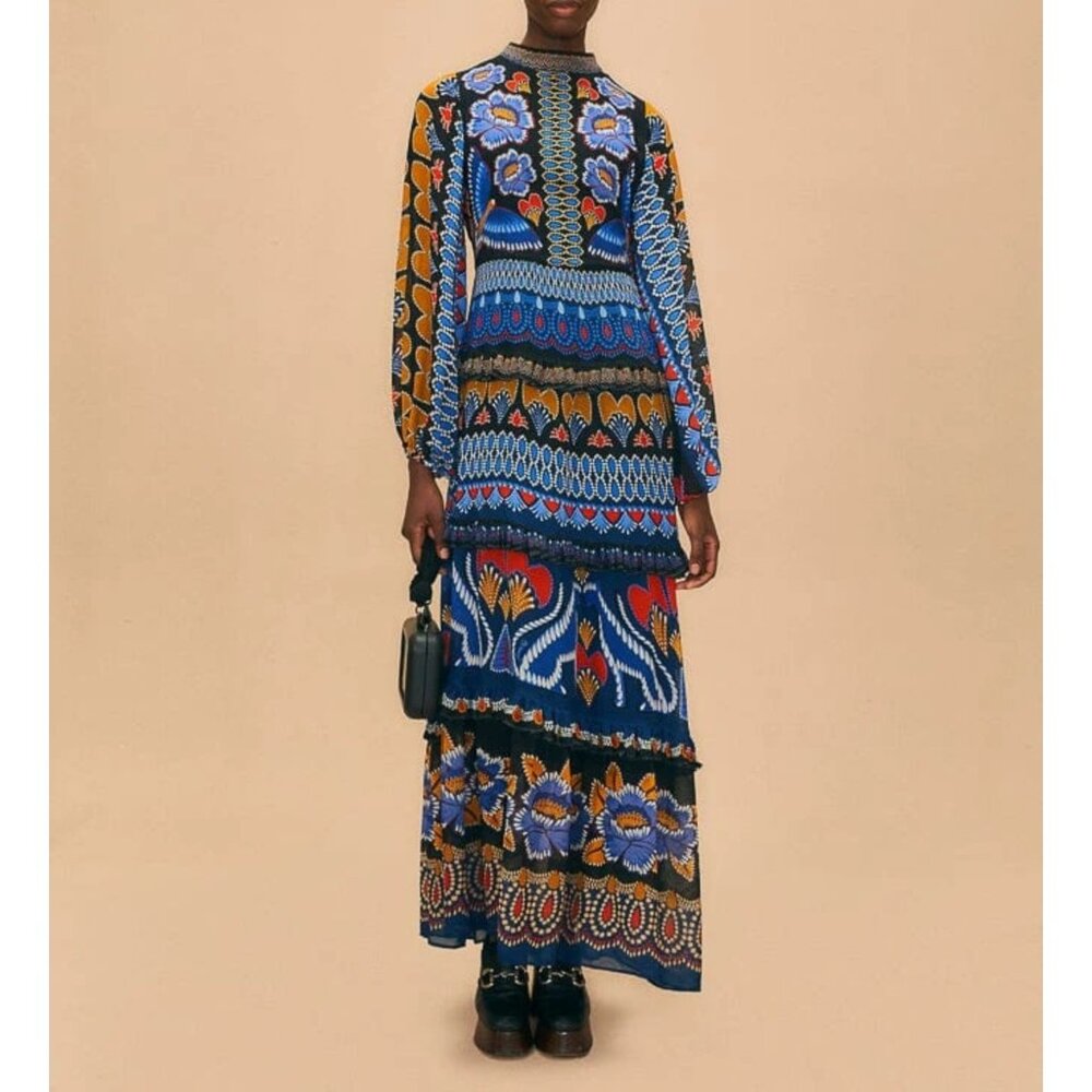 FARM Rio Blue Multi-Color Printed Maxi Dress - Picture 11 of 16